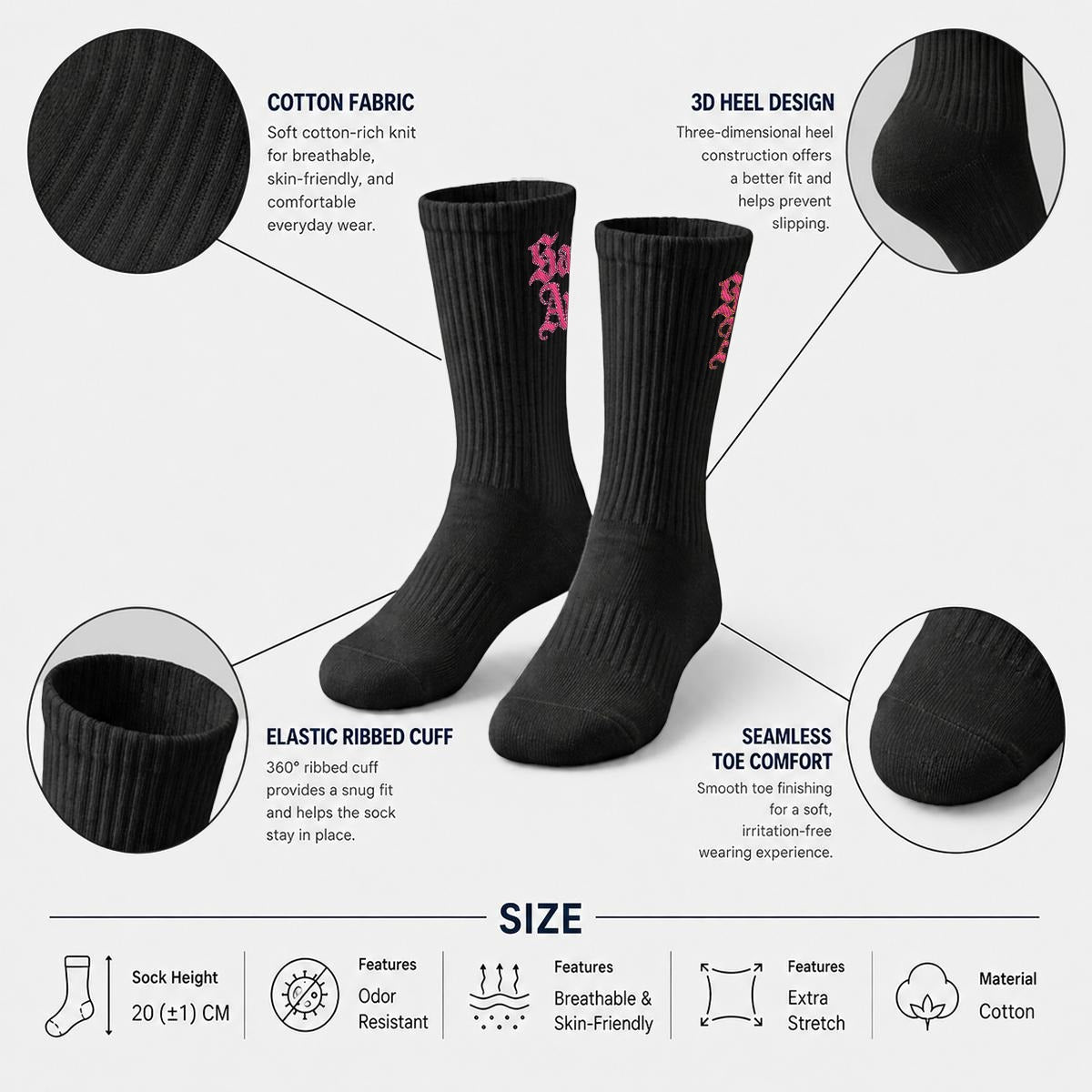 saintamir Embroidery Socks|Cotton