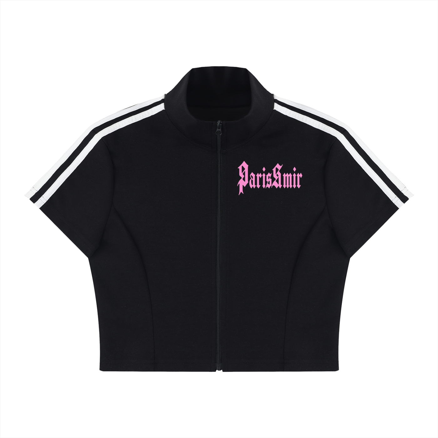 Women's Cropped Full Zip Short Sleeve T-Shirt
