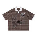 Unisex Boxy Plaid Color Block Polo Shirt