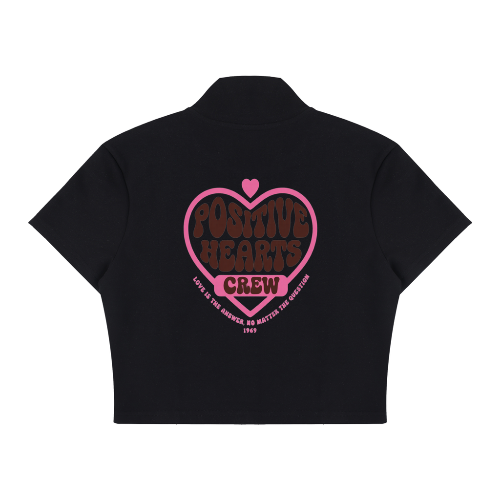Women's Cropped Full Zip Short Sleeve T-Shirt
