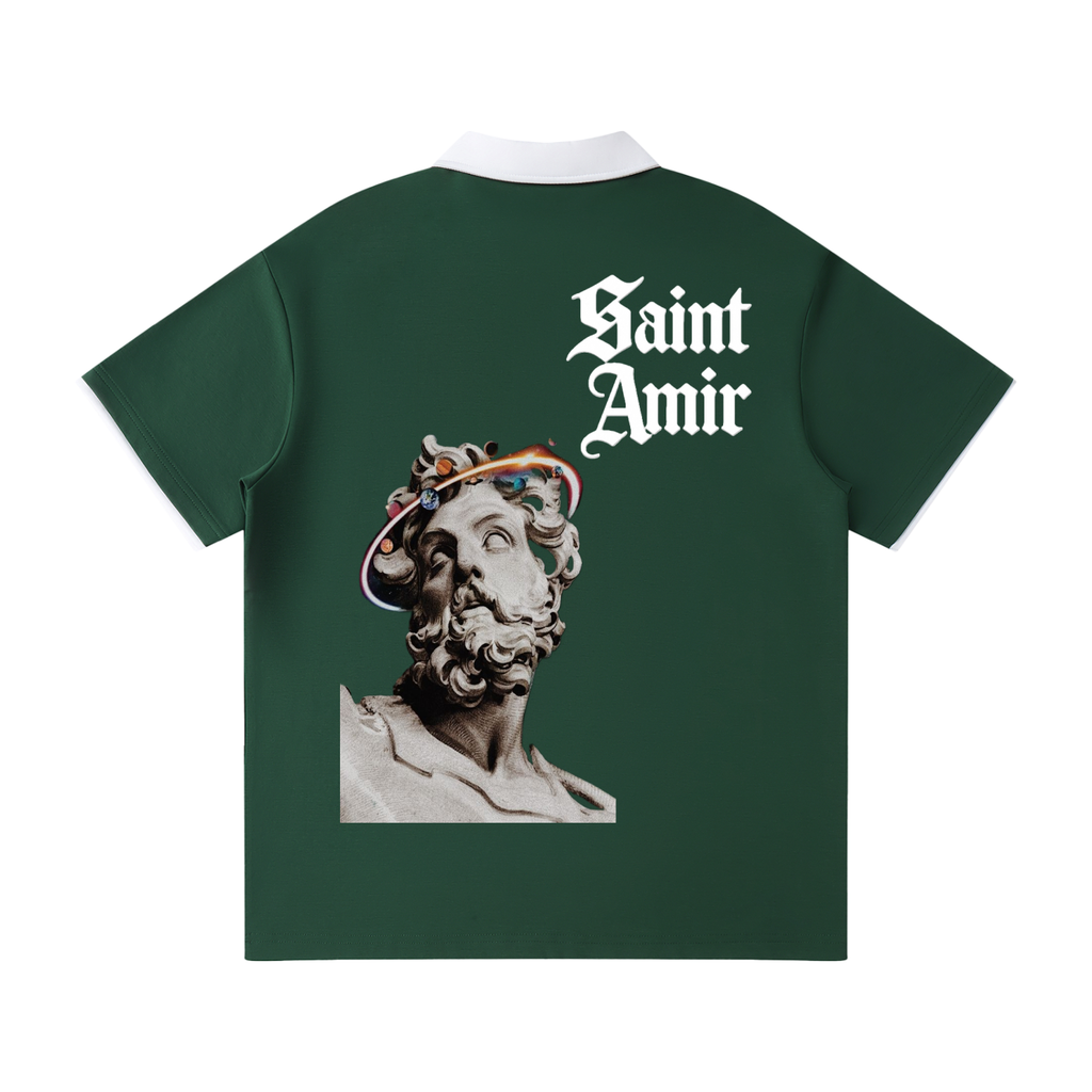 Contrast Collar Raglan Polo Shirt