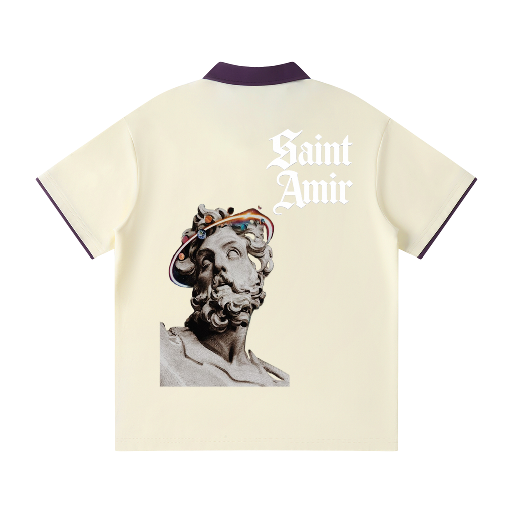 Contrast Collar Raglan Polo Shirt