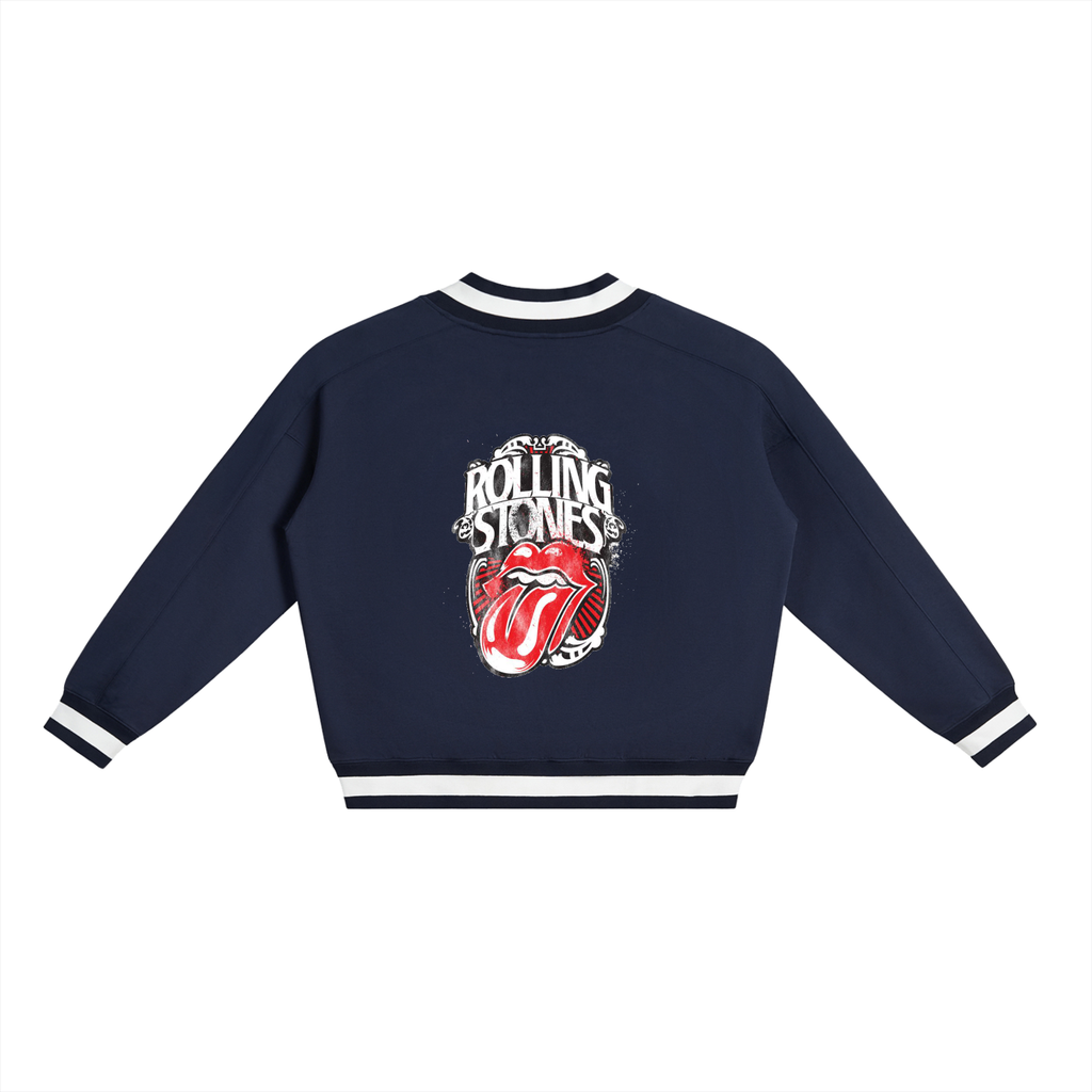 V-Neck Contrast Collar Boxy Sweatshirt