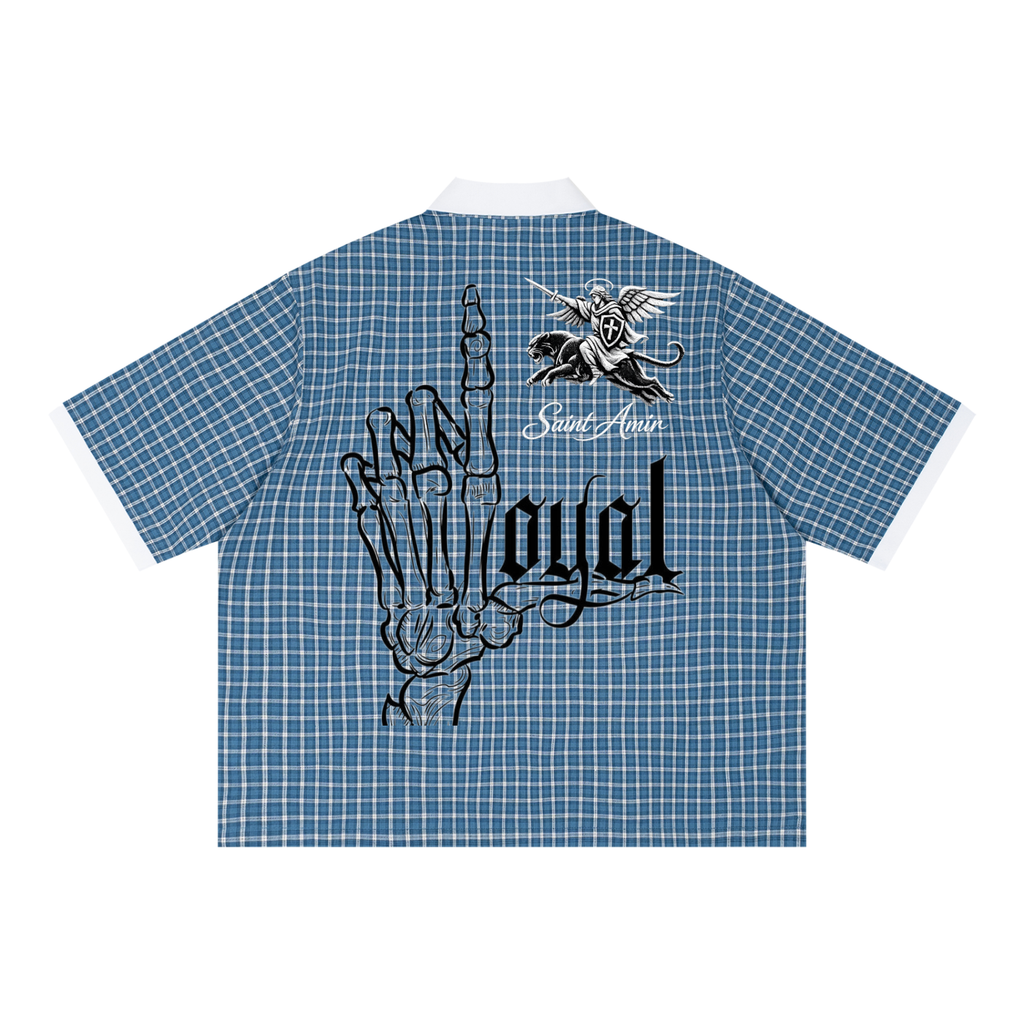 Unisex Boxy Plaid Color Block Polo Shirt