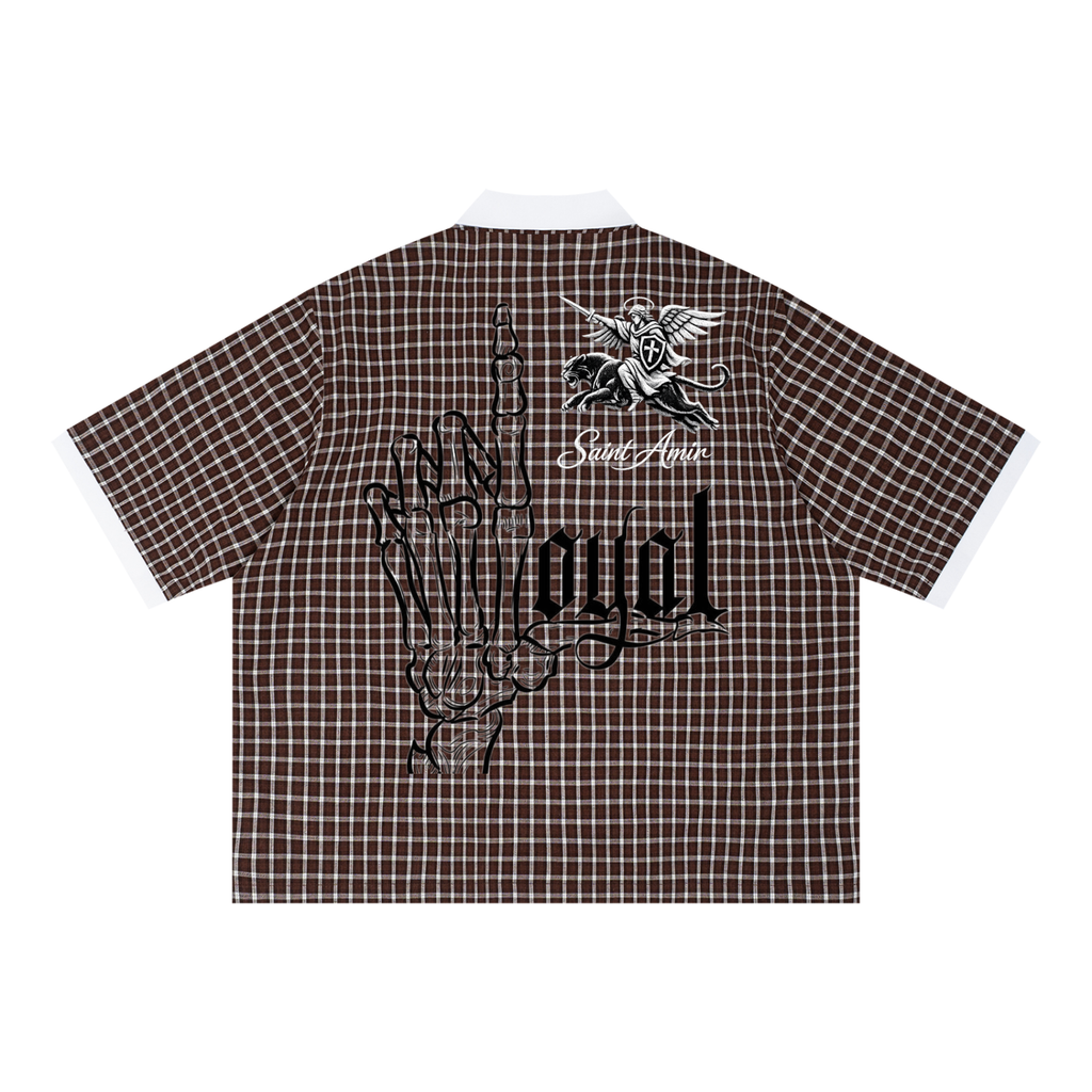 Unisex Boxy Plaid Color Block Polo Shirt