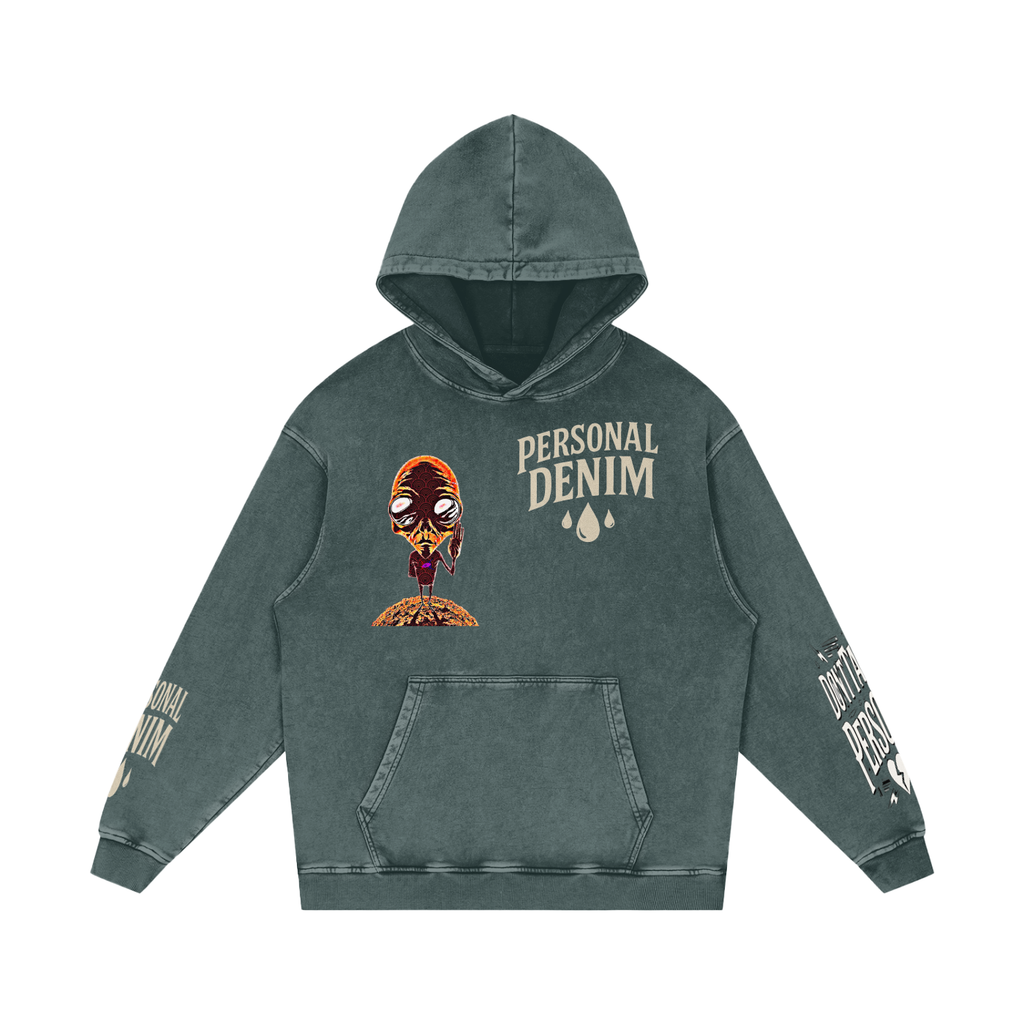 Snow Washed Loose Cotton Hoodie