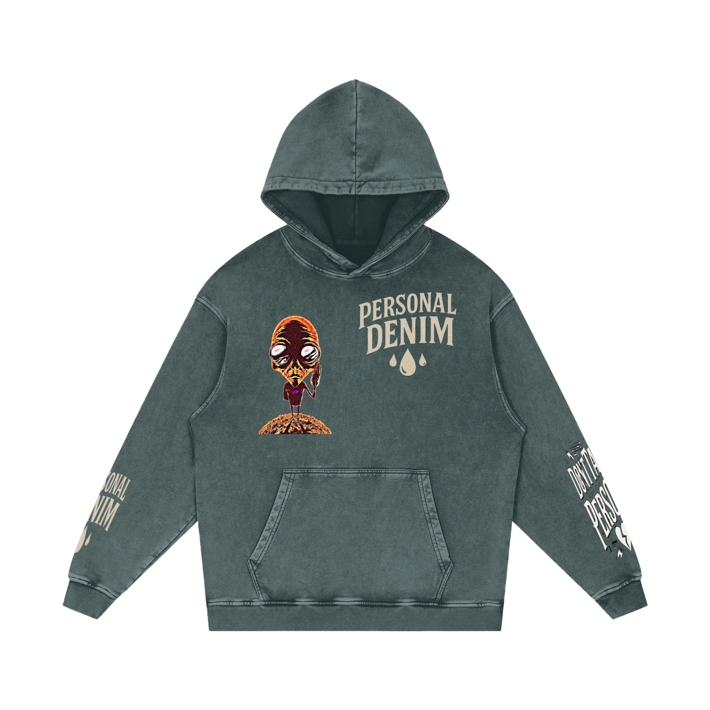 Snow Washed Loose Cotton Hoodie