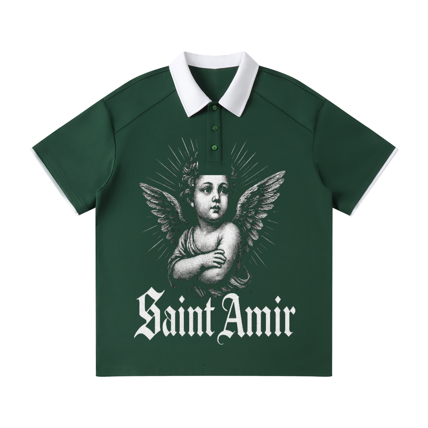 Contrast Collar Raglan Polo Shirt