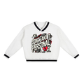 V-Neck Contrast Collar Boxy Sweatshirt