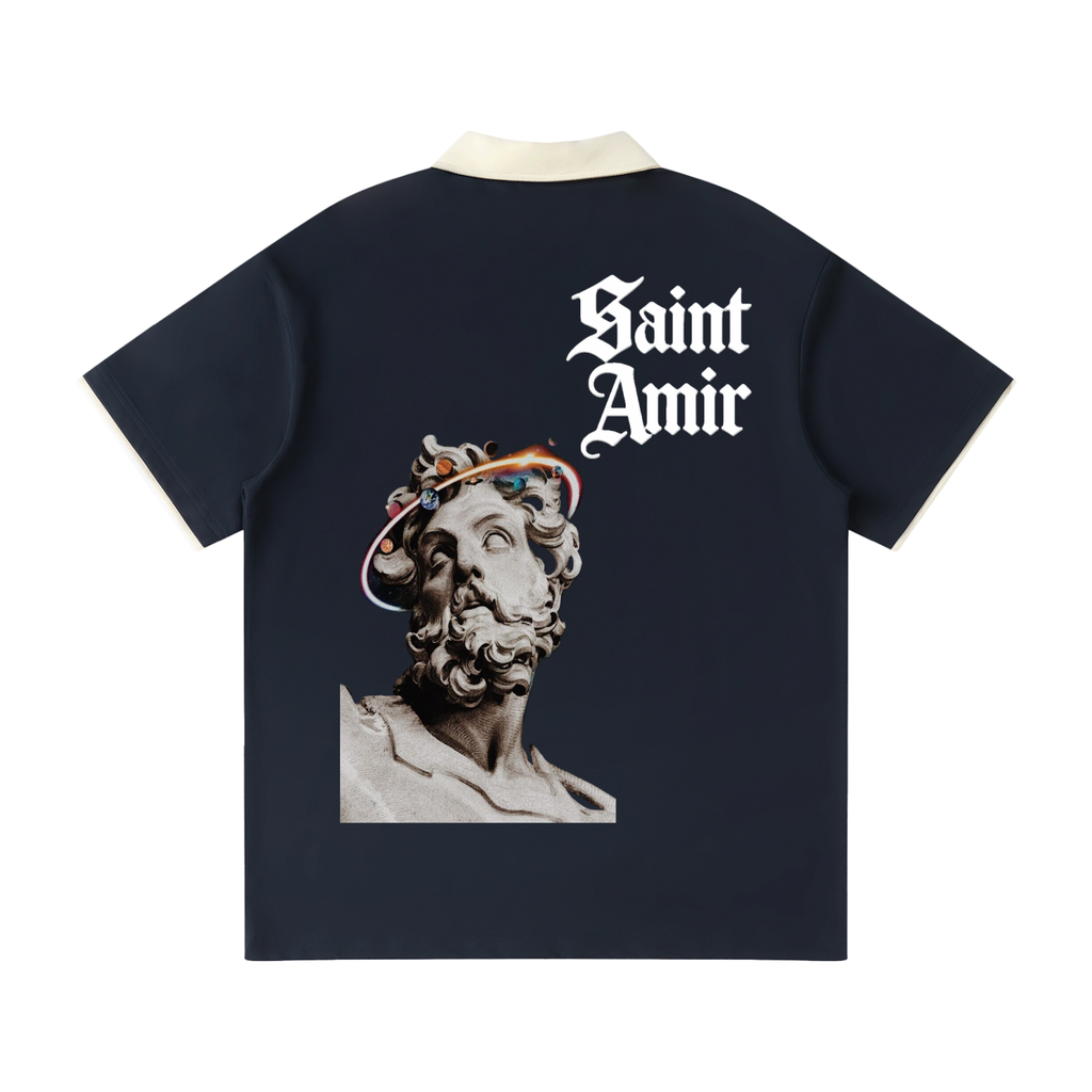 Contrast Collar Raglan Polo Shirt