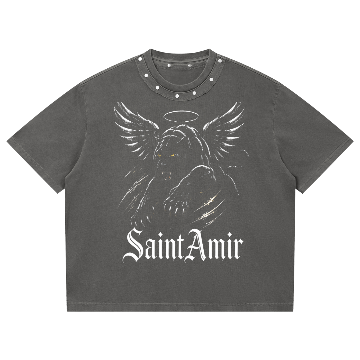 Unisex Washed Boxy Studded T-Shirt