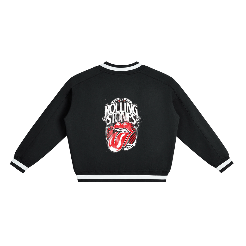 V-Neck Contrast Collar Boxy Sweatshirt