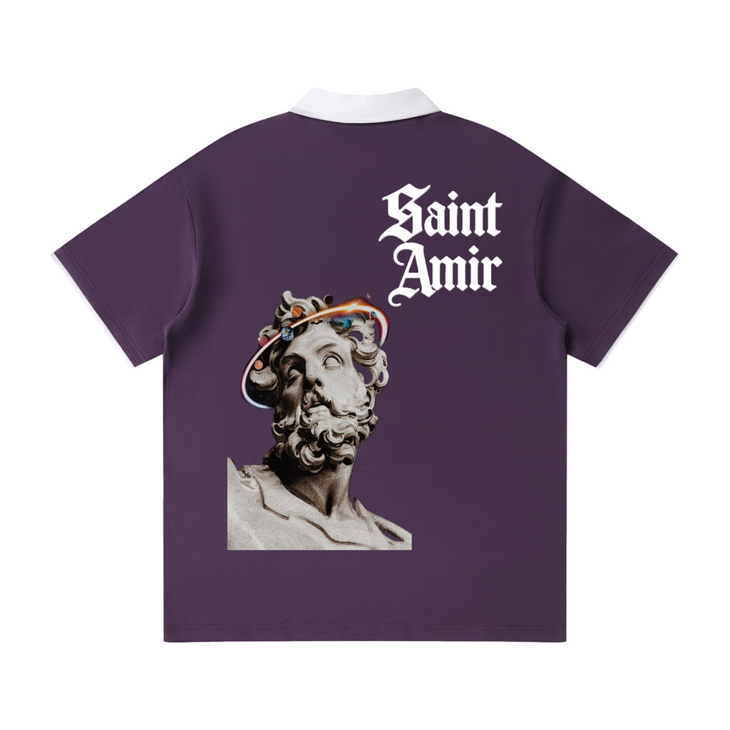 Contrast Collar Raglan Polo Shirt