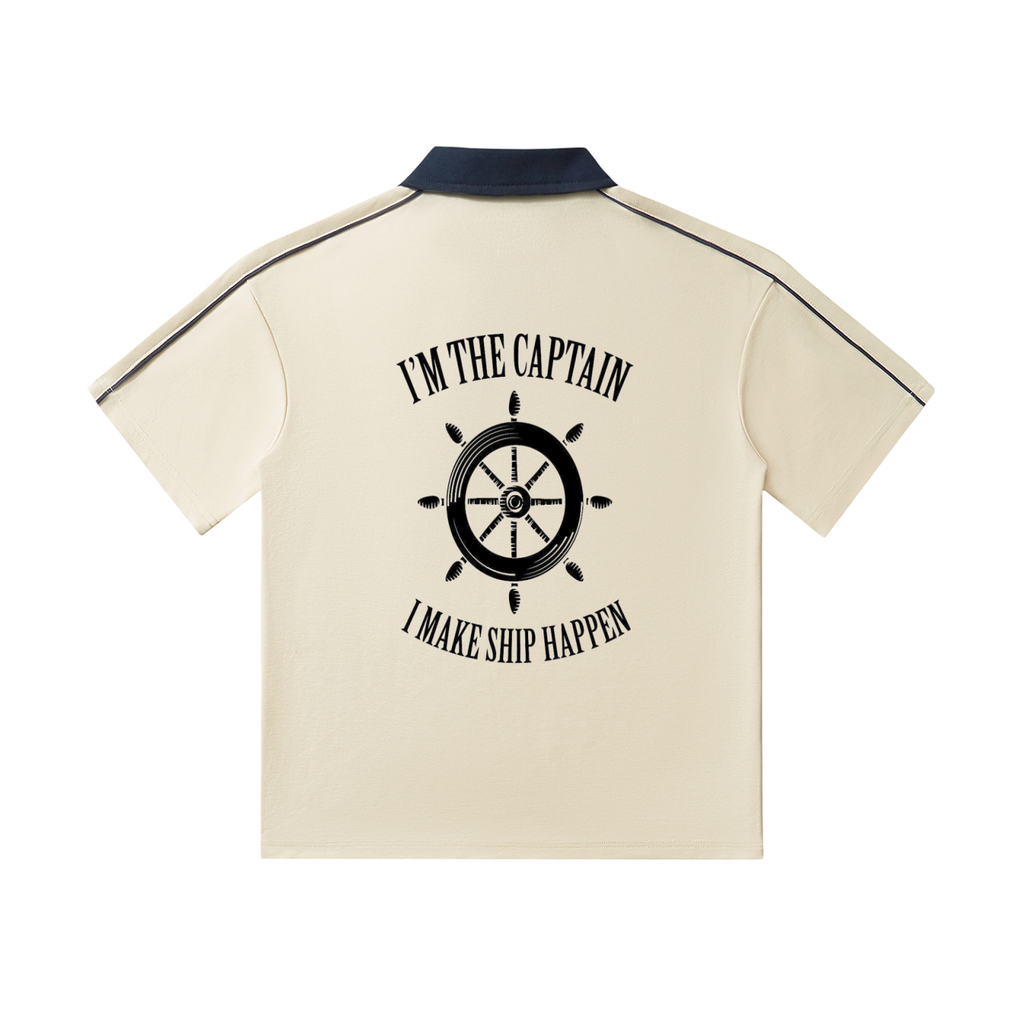 Contrast Collar Short-Sleeve Polo Shirt