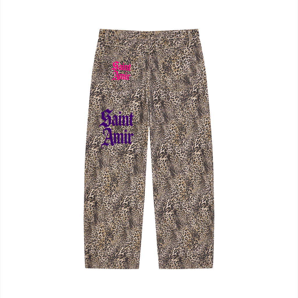 saintamir Leopard Wide Leg Jeans